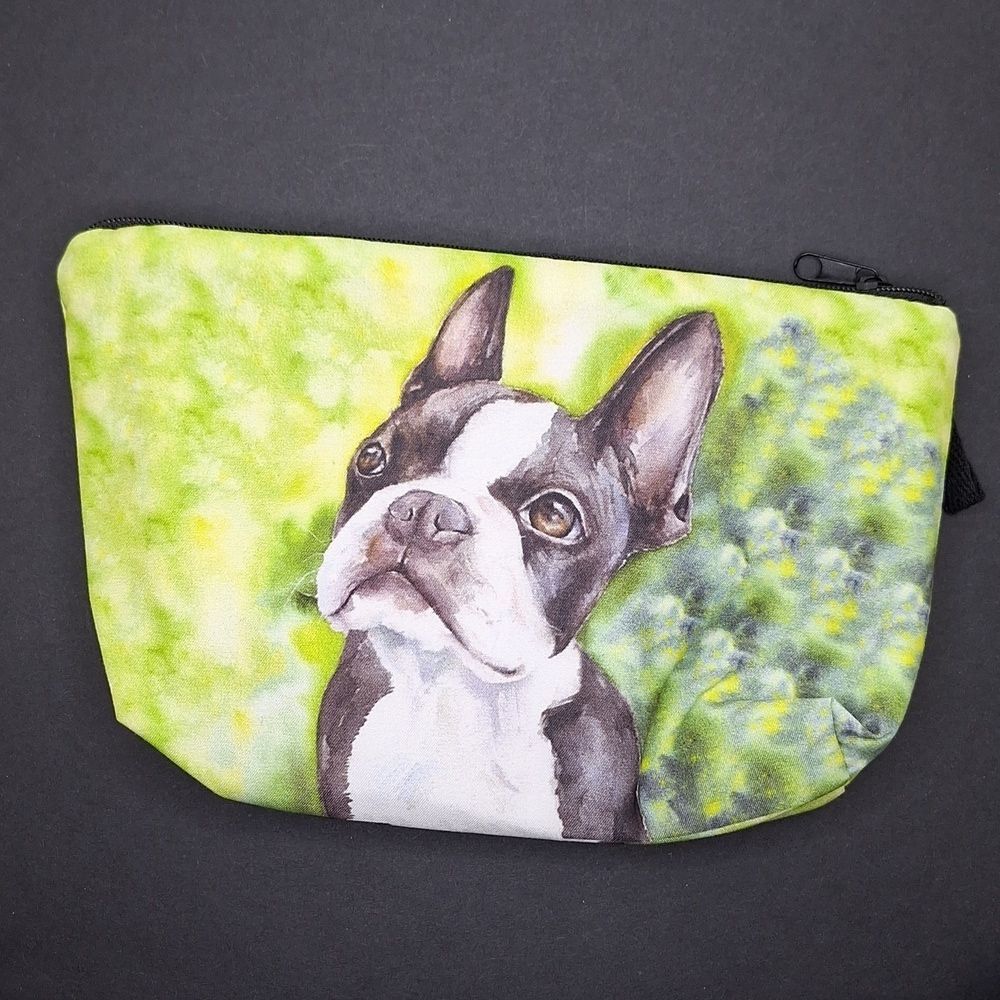 Boston Terrier dog cosmetic bag carry case purse